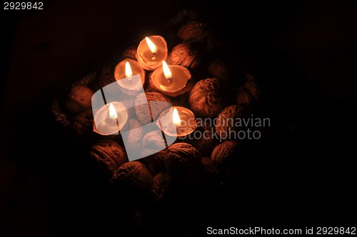 Image of christmas wallnuts candles