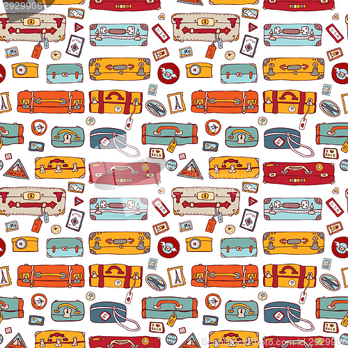 Image of Suitcases. Seamless background.