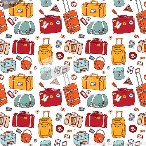 Image of Suitcases. Seamless background.