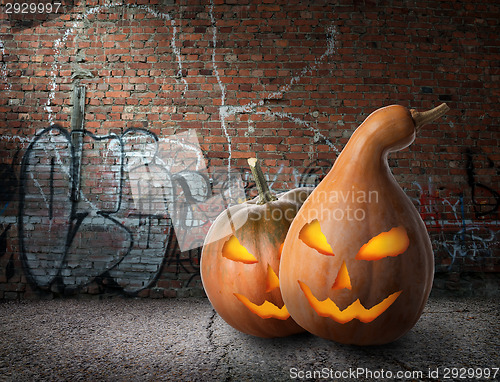 Image of Pumpkins and graffiti