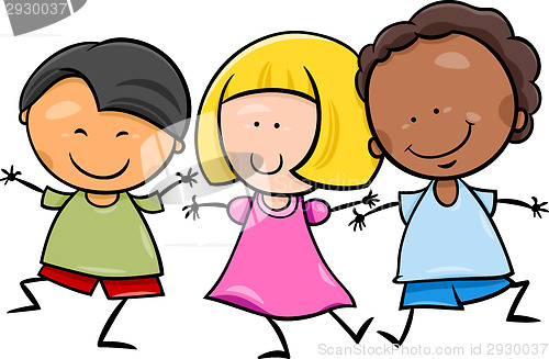 Image of multicultural children cartoon illustration