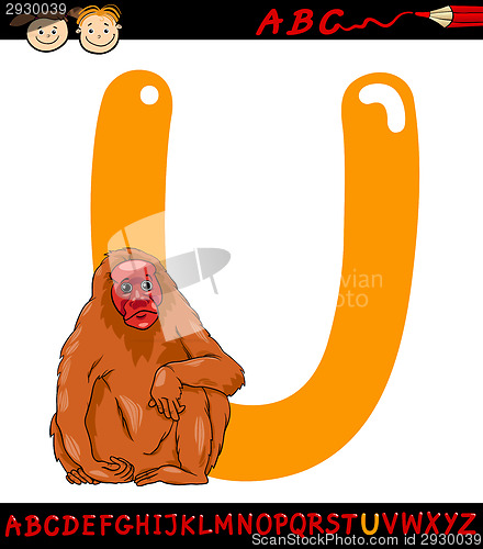 Image of letter u for uakari cartoon illustration