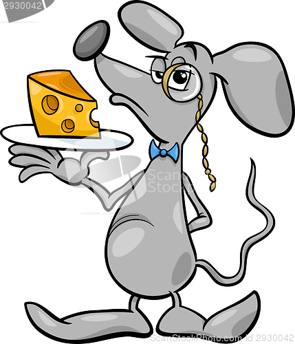 Image of mouse with cheese cartoon illustration