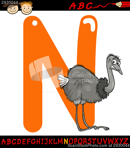 Image of letter n for nandu cartoon illustration