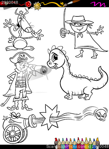 Image of fantasy set cartoon coloring page