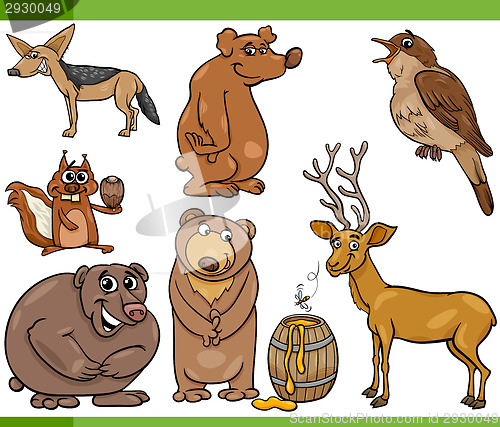 Image of wild animals cartoon set illustration