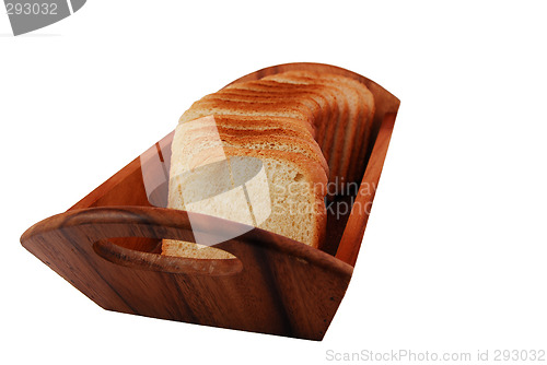Image of toast bread in wooden bowl