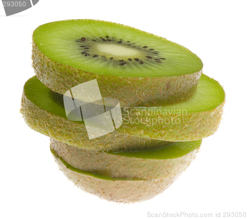 Image of Stack of sliced kiwi fruit

