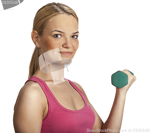 Image of Young Woman with Dumbbell