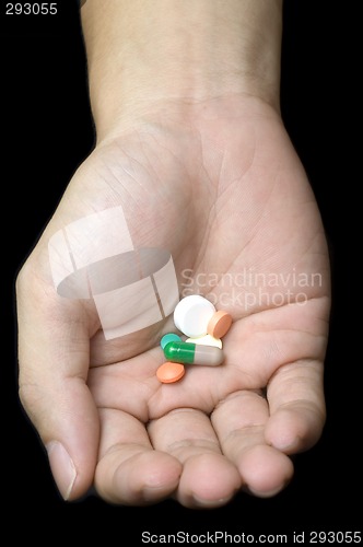 Image of Hand holding pills


