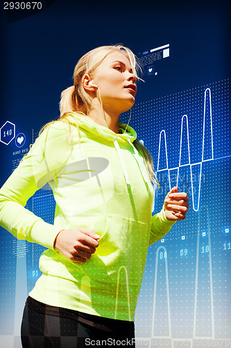 Image of fit woman doing running outdoors