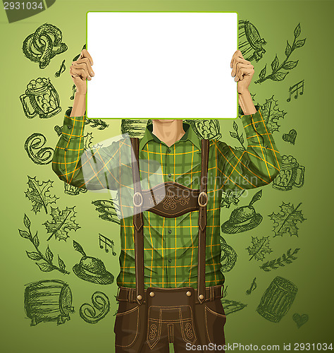 Image of Man With Write Board On Oktoberfest