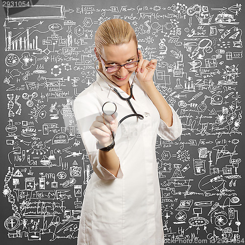 Image of young doctor woman with stethoscope