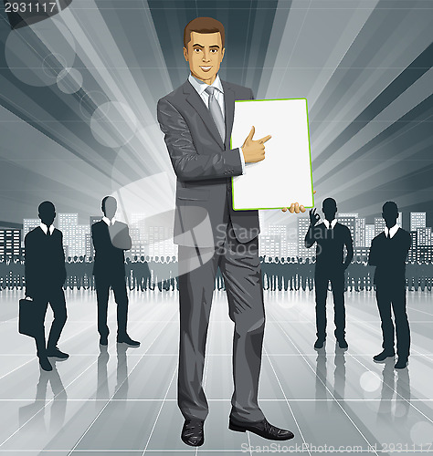 Image of Vector Businessman With Empty Write Board