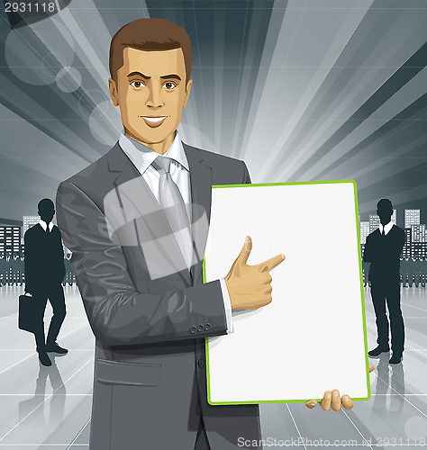 Image of Vector Businessman With Empty Write Board