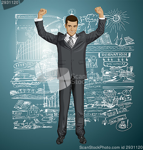 Image of Vector Businessman With Hands Up 07