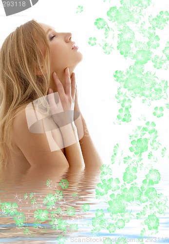 Image of healthy blond with closed eyes in water