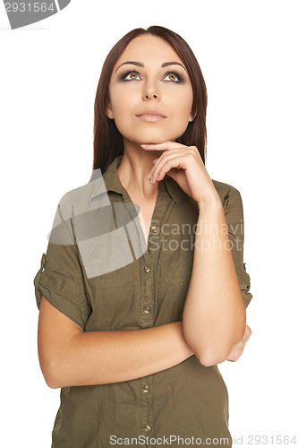 Image of Thinking woman looking up