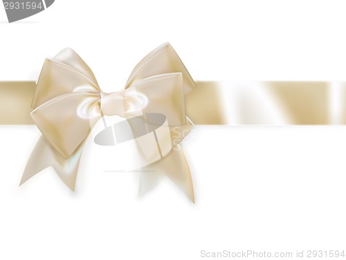 Image of Gold ribbon with bow isolated on white. EPS 10