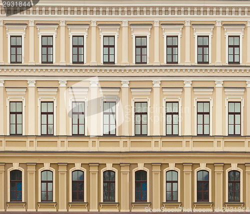 Image of Neoclassic architecture wall with windows vintage background