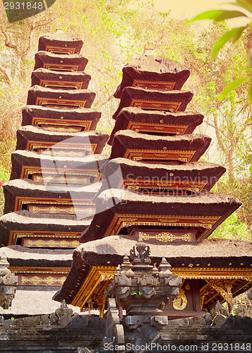 Image of Two pagodas in the temple complex. Indonesia, Bali island