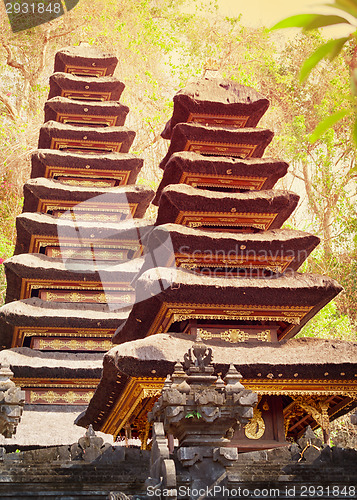 Image of Two pagodas in the temple complex. Indonesia, Bali island