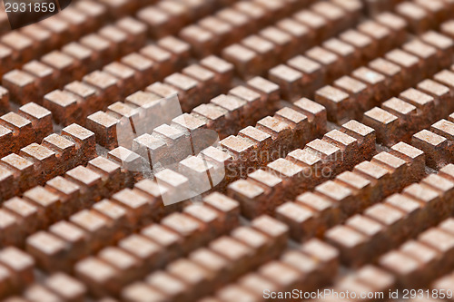 Image of Surface of rusty steel deck in an industrial building