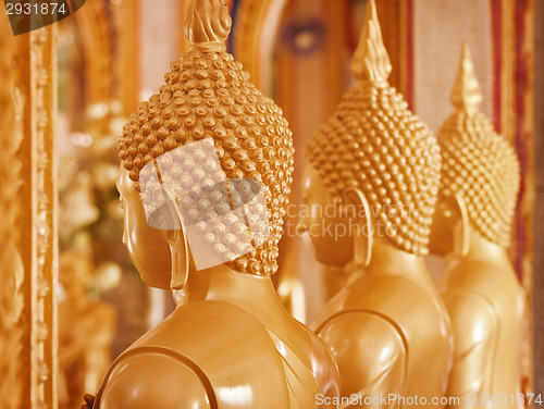 Image of Buddha images in the interior of the temple. Thailand