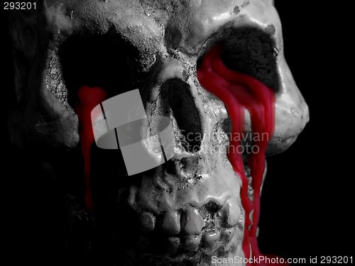 Image of Black and White Bleeding Skull