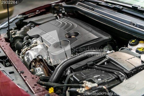 Image of Detail photo of a car engine