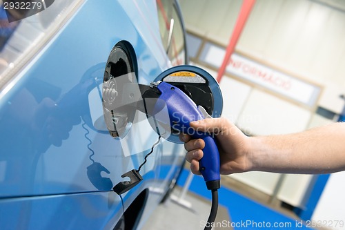 Image of Electric Car Being Charged at the station