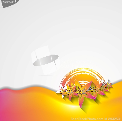 Image of Abstract wavy colorful flowers design