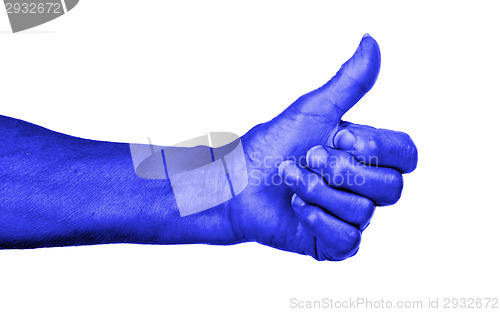 Image of Old woman with arthritis giving the thumbs up sign