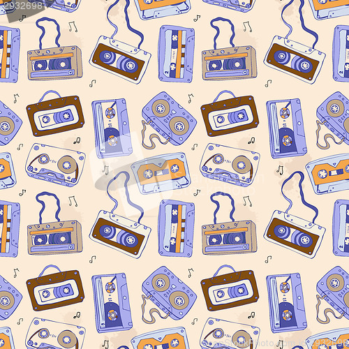 Image of  Audio cassette. Seamless pattern.