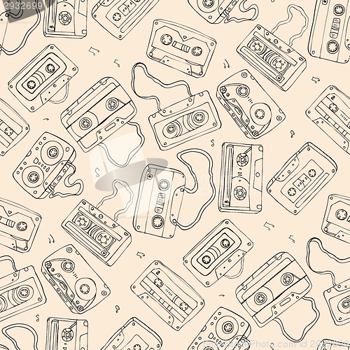 Image of  Audio cassette. Seamless pattern.