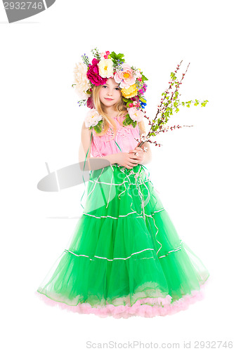 Image of Little girl in wreath on her head