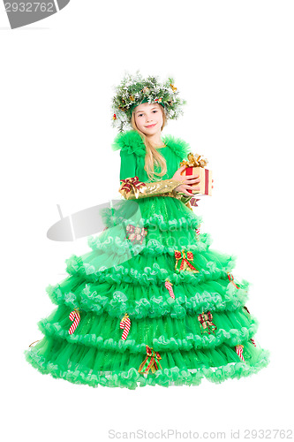 Image of Little girl wearing christmas dress