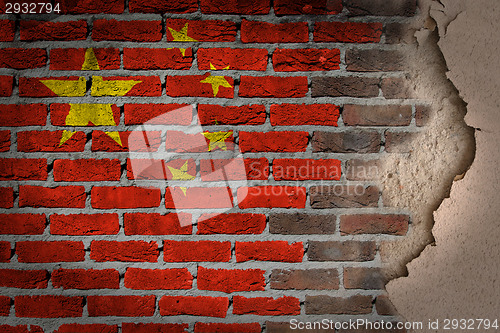 Image of Dark brick wall with plaster - China