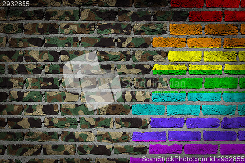 Image of Dark brick wall - LGBT rights - Army camouflage