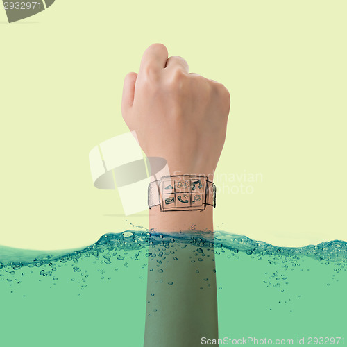 Image of Smart watch concept of waterproof