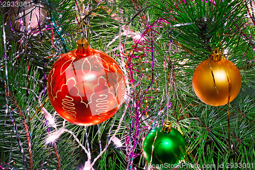 Image of Beautiful decorations for the Christmas tree