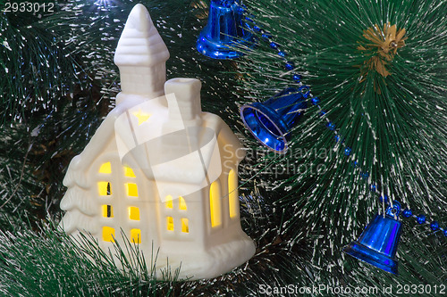 Image of Beautiful ornament for a Christmas fir-tree: lodge with windows 