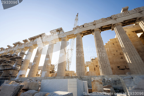 Image of Reconstruction work on Parthenon temple in Athens