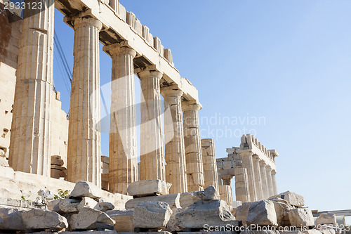 Image of Columns of Parthenon temple in Athens