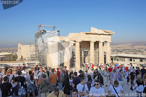 Image of Tourists sightseeing Temple of Athena Nike 