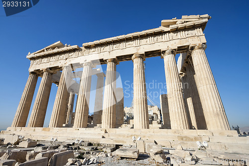 Image of Columns of Parthenon temple in Acropolis of Athens