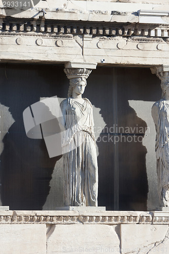 Image of Caryatids on Erechtheion temple in Athens