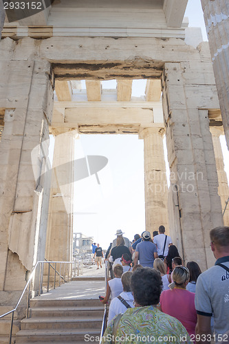 Image of Tourists in Temple of Athena Nike