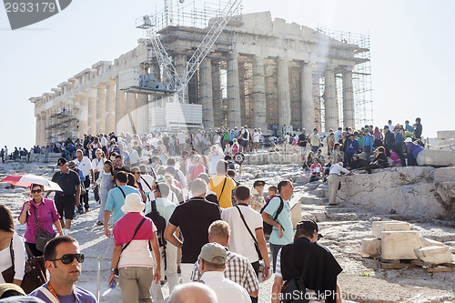 Image of People sightseeing Parthenon temple