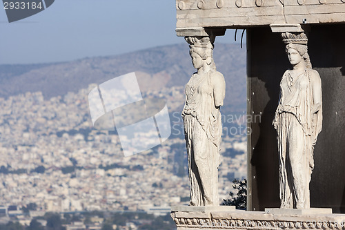 Image of Close up of caryatids in Erechtheion of Erechtheum